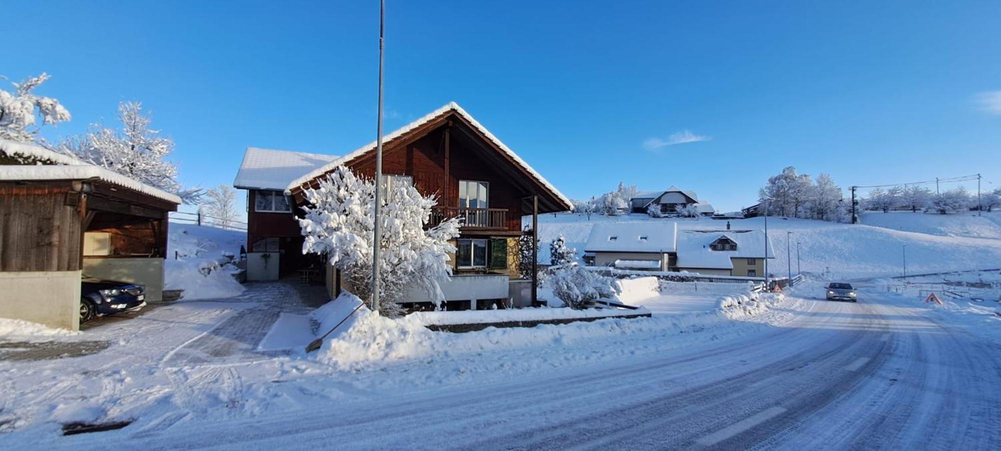 Naturnahe Familienwohnung Ruschegg Bagian luar foto